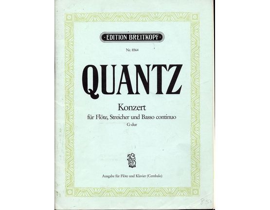 2824 | Quantz - Concerto in G Major- For Flute, Strings and Basso continuo - Arranged for Flute and Piano - QV 5: 174