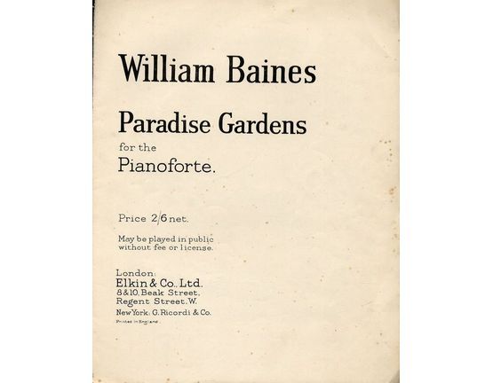 3122 | Paradise Gardens - For Pianoforte