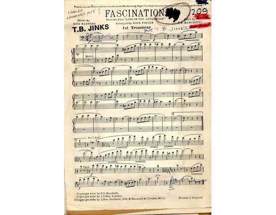3196 | Fascination - From The Film "Love In The Afternoon" - Arrangement For Small Dance Band
