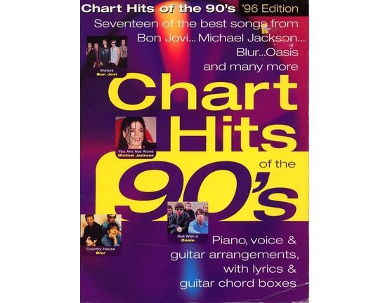 3206 | Chart Hits of the 90's  - Seventeen of the best songs from the 90's - For Piano and Voice with Guitar chord symbols