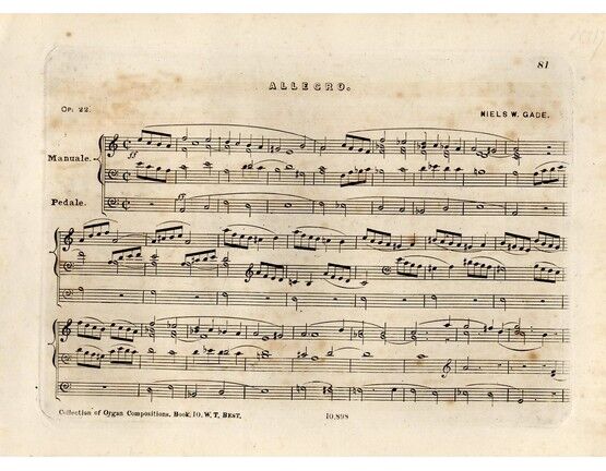 329 | Allegro, Opus 22, in "Collection of Organ Compositions, Ancient an Modern", Book 10
