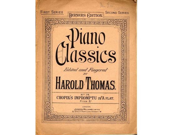 3305 | Impromptu in A flat - Piano Classics First Series - No. 14 - Berners Edition