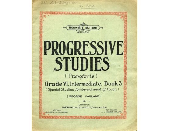 3305 | Progressive Studies for the Pianoforte - Grade VI, Intermediate - Book 3 - Special studies for the development of touch - Berners Edition No. 118 - 17