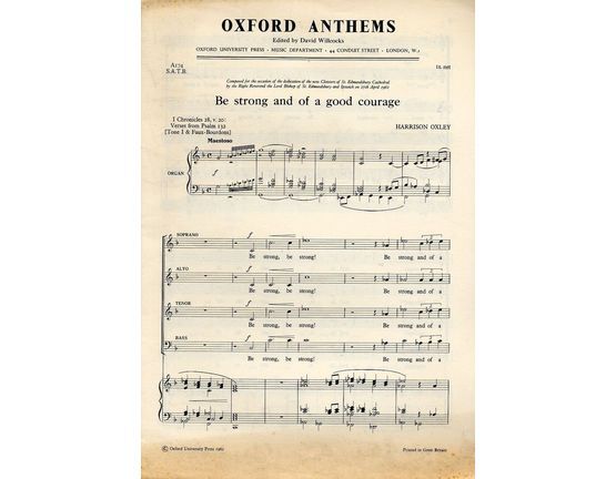 3362 | Be Strong and of a Good Courage - Oxford Anthems Series - for S.A.T.B with organ Accompaniment