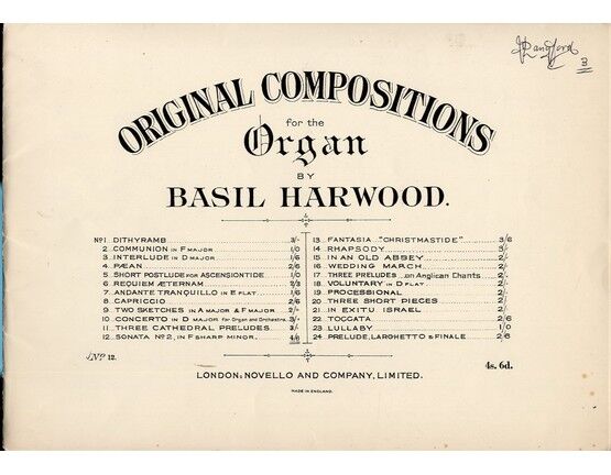 3450 | Sonata No. 2 in F sharp Minor - Op. 26 - Original Compositions for the Organ No. 12