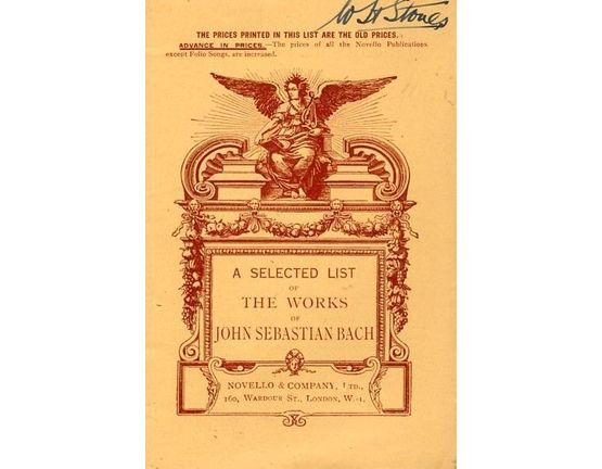 3528 | A Selected List of the Works of John Sebastian Bach