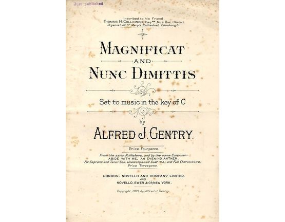3528 | Magnificat and Nunc Dimittis - Set to music in the key of C - Inscribed to his Friend Thomas H. Collinson, Esq. Organist of St. Mary's Cathedral, Edin