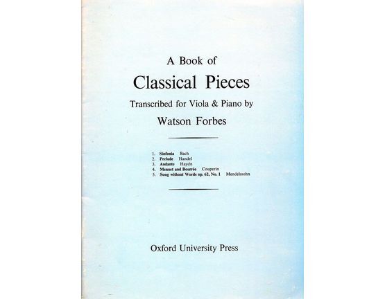 3578 | A Book of Classical Pieces - For Viola and Piano - With Seperate Viola Parts