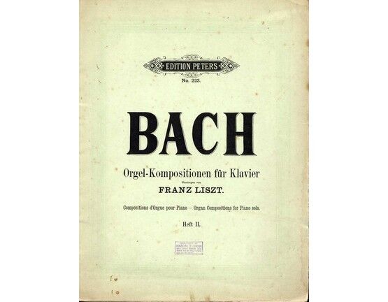 3606 | Bach - Organ Compositions for Piano Solo (Preludes & Fugues) - Volume II - Edition Peters No. 223