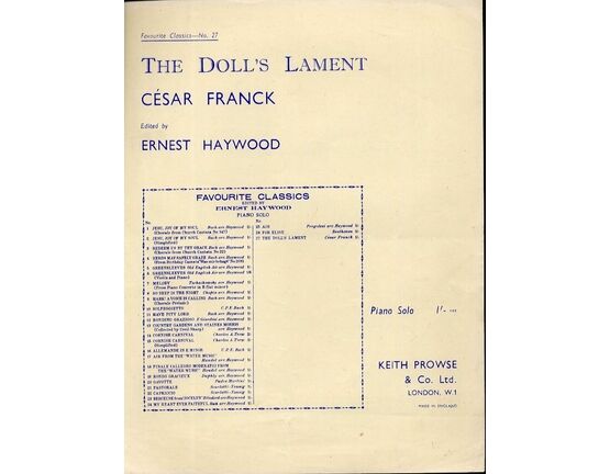 3622 | The Doll's Lament - For Piano - Favourite Classics No. 27