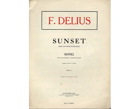 3628 | Sunset -  Beim Sonnenuntergang - Song with Pianoforte Accompaniment