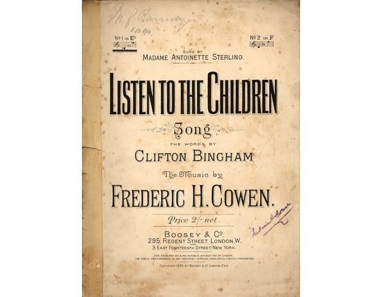3675 | Listen To The Children - Song in the Key of E flat - for Low Voice - Sung by Madame Antionette Sterling