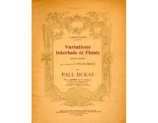 3740 | Variations Interlude et Finale - Pour Piano - Sur un theme de J.PH. Rameau