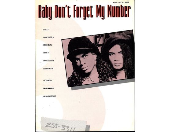 3782 | Baby Don't Forget My Number - Featuring Milli Vanilli - Piano - Vocal - Guitar