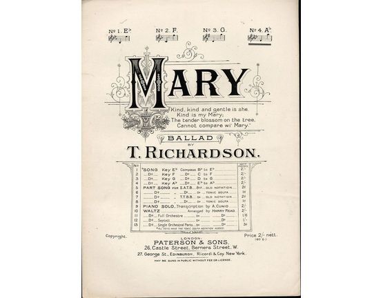3801 | Mary - Ballad - In the key of A flat for high voice