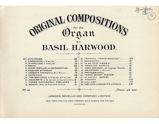 3918 | Original Compositions for the Organ - No. 24 - Prelude, Larghetto & Finale - Op. 51