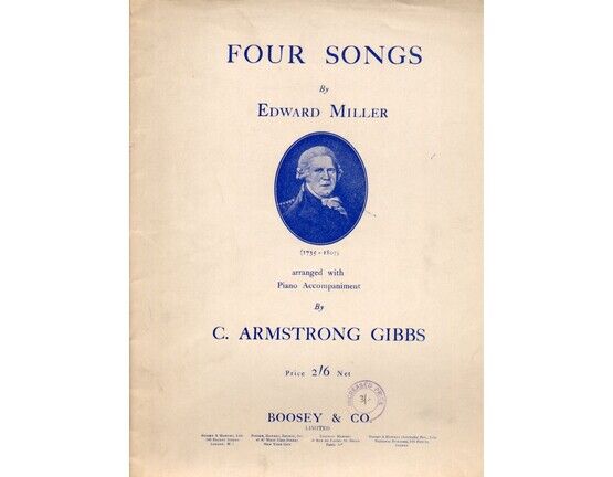 3929 | Four Songs by Edward Miller arranged with Piano Accompaniment