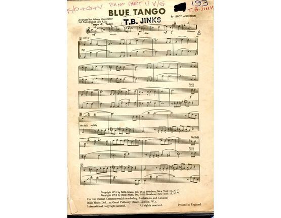 3955 | Blue Tango - Arrangement for Full Orchestra
