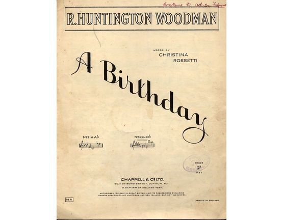 4 | A Birthday - A Song with Piano Accompaniment - In the key of D flat major for higher voice
