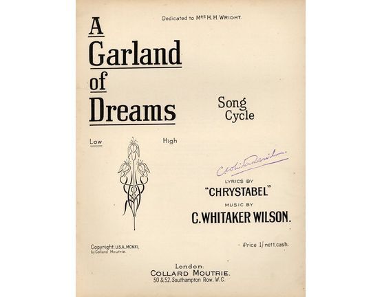 4 | A garland of dreams, for low voice, dedicated to Mrs H H Wright, containing the songs Little dreams, Morning glory and Twilight wonder