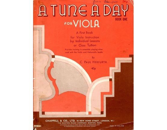 4 | A Tune a Day for Viola - Book 1 - a first book for Viola Instruction by individual lessons or Class Tuition
