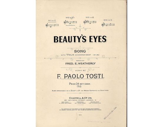 4 | Beauty's Eyes - Song in the key of C major for low voice