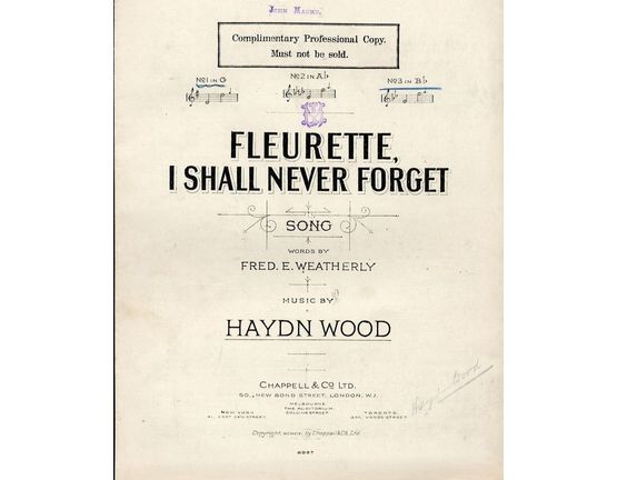 4 | Fleurette, I Shall Never Forget - Song in the key of B flat major for high voice