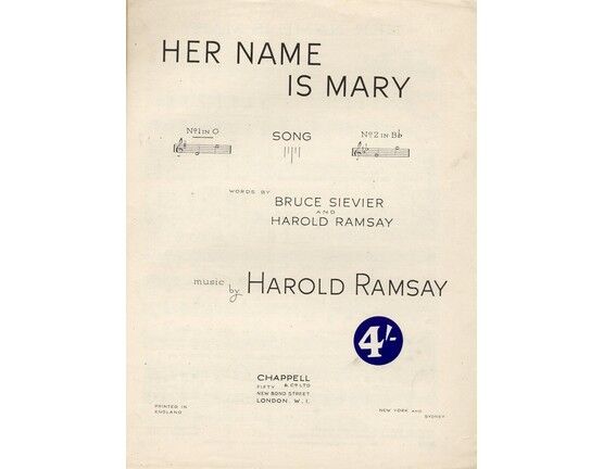 4 | Her Name is Mary - Song - In the key of B flat major for higher voice