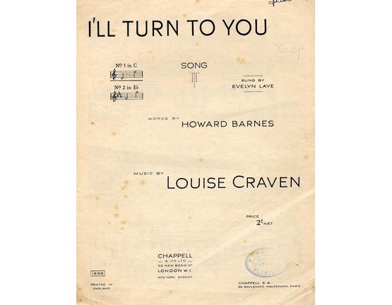 4 | I'll Turn to You - Song - In the key of C major for low voice - As sung by Evelyn Laye
