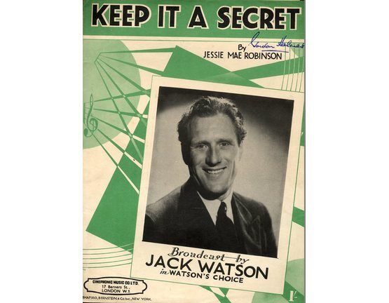 7769 | Keep It A Secret - Song Jack Watson, Syd Dean