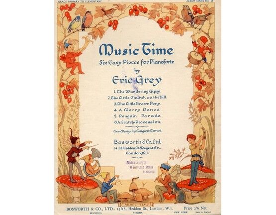 4 | Music Time, six easy pieces for pianoforte. Including The Wandering Gipsy, The Little Church on the Hill, The Little Brown Pony, A Merry Dance, Pengui