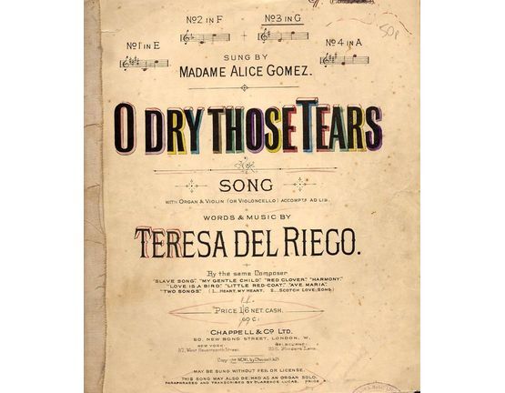 4 | O Dry Those Tears - Song in the key of A major for High Voice