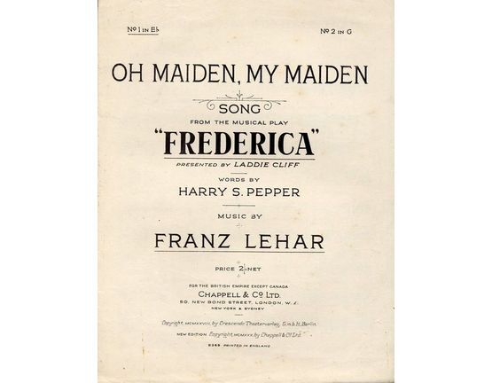 4 | Oh Maiden, My Maiden - Song from "Frederica" - In the key of E flat major for low voice