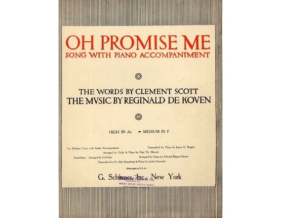 4 | Oh Promise Me - Song with Piano Accompaniment - Key of F Major for Medium Voice