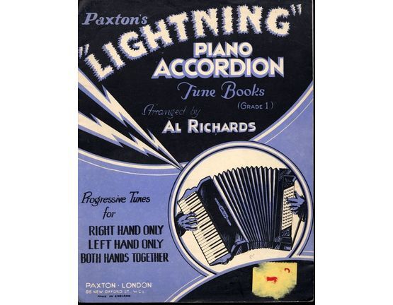 4 | Paxtons Lightning Piano Accordion Tune Books - Grade I - Progressive Tunes for Right Hand Only, Left Hand Only and Both Hands Together