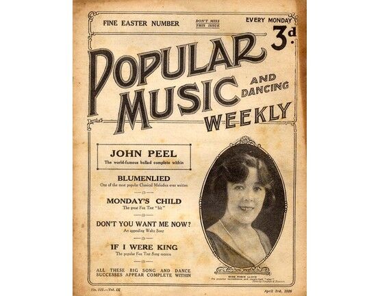 4 | Popular Music and Dancing Weekly, April 3rd 1926, with a photo of Miss Rosie Lloyd on the front cover.