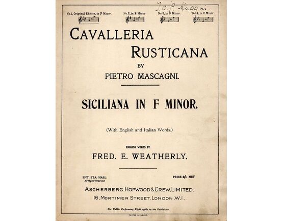 5167 | Siciliana in F Minor - Song from "Cavalleria Rusticana"