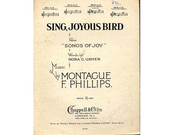 4 | Sing Joyous Bird - Song from "Songs of Joy" - In the key of  D major (Original)