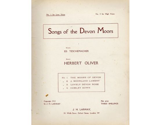 4 | Songs of the Devon Moors, containing the songs The moors of devon, A moorland lament, Lovely devon rose and Cumley down