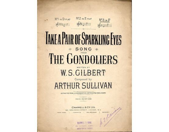 4 | Take a Pair of sparkling Eyes, from "The Gondoliers" - Key of F major for High Voice