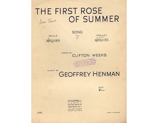 4 | The First Rose of Summer - Song - In the key of A flat major for high voice