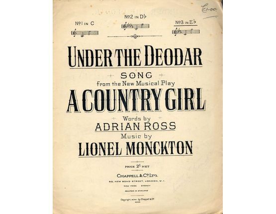 4 | Under The Deodar - Song as sung by Maggie May in "A Country Girl" - Key of E flat major for High voice