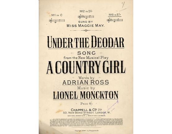 4 | Under The Deodar - Song - From the New Musical Play "A Country Girl" - In the key of E flat major for High Voice