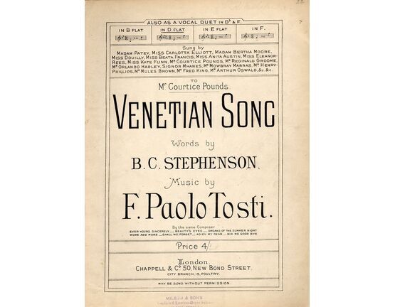 4 | Venetian Song - Song in the Key of D flat - for Medium Voice