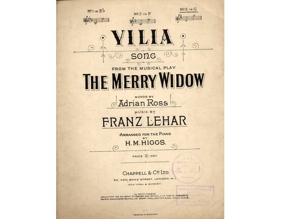 4 | Vilia - Song from musical play The Merry Widow - Key of G major for high voice