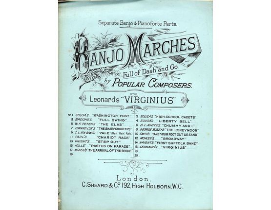 4 | Virginius March. From "Banjo Marches". Separate Banjo & Piano Parts