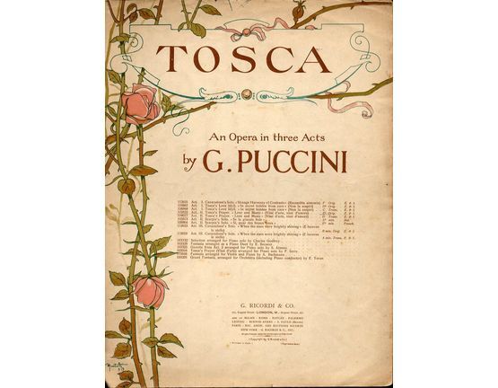 4000 | Tosca - Act II - Preghiera Di Tosca - Tosca's Prayer - Love and Music (Vissi d'arte, vissi d'amore) - In the Key of E Flat Major (Original)