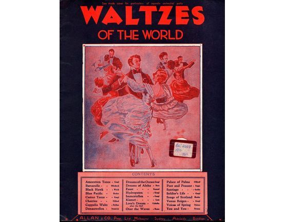 4048 | Waltzes of the World. Arranged for the Piano. Incl.: Amoretten Tanze, Casino Tanze(Gungl), Barcarolle(Offenbach), Black Hawk(Walsh), Blue Pacific(Heck