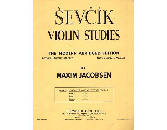 406 | Violin Studies - The Modern Abridged Edition - Part III - School of Bowing Technic