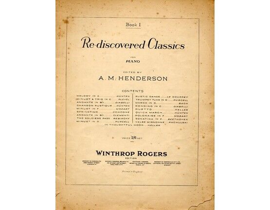 4110 | Re-discovered Classics for the Piano - Book I - 19 Pieces by Composers such as Hunten, Diabelli, Mozart, Clementi and Purcell